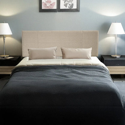 Linen Fabric Double Bed Headboard Bedhead - Beige - Mekamart Australia