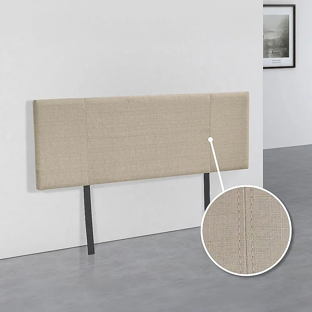 Linen Fabric Double Bed Headboard Bedhead - Beige - Mekamart Australia