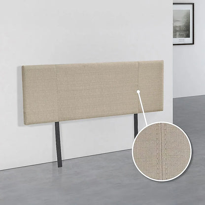 Linen Fabric Double Bed Headboard Bedhead - Beige - Mekamart Australia
