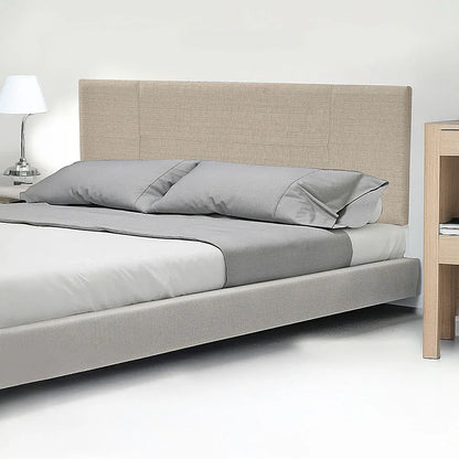 Linen Fabric Double Bed Headboard Bedhead - Beige - Mekamart Australia