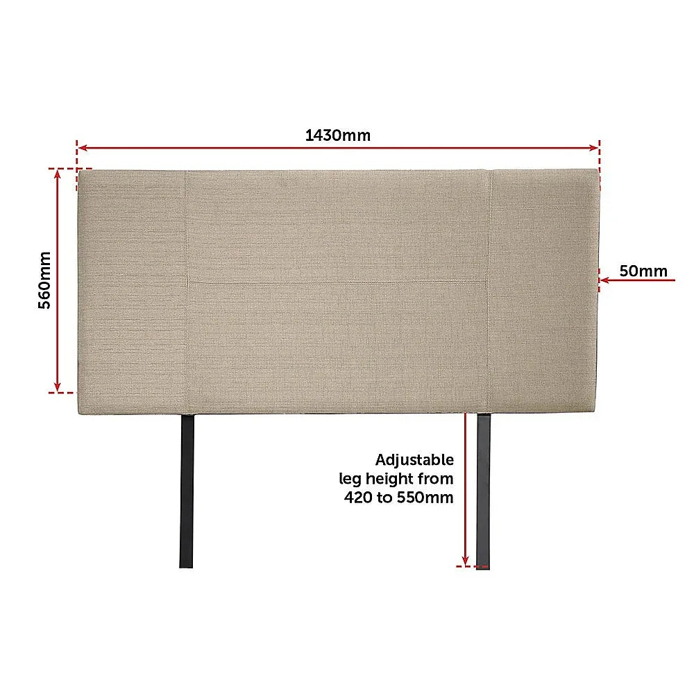 Linen Fabric Double Bed Headboard Bedhead - Beige - Mekamart Australia