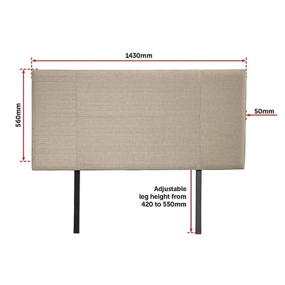 Linen Fabric Double Bed Headboard Bedhead - Beige - Mekamart Australia