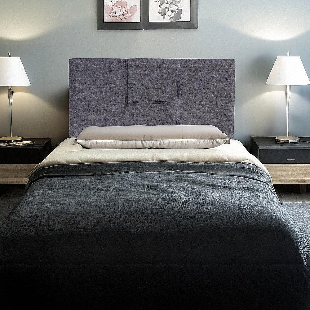 Linen Fabric Single Bed Headboard Bedhead - Grey - Mekamart Australia
