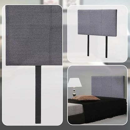 Linen Fabric Single Bed Headboard Bedhead - Grey - Mekamart Australia