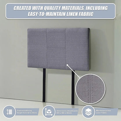 Linen Fabric Single Bed Headboard Bedhead - Grey - Mekamart Australia
