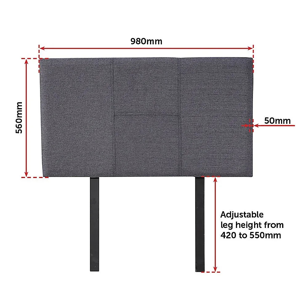 Linen Fabric Single Bed Headboard Bedhead - Grey - Mekamart Australia
