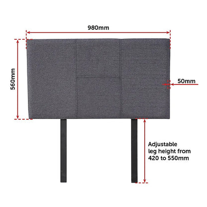 Linen Fabric Single Bed Headboard Bedhead - Grey - Mekamart Australia
