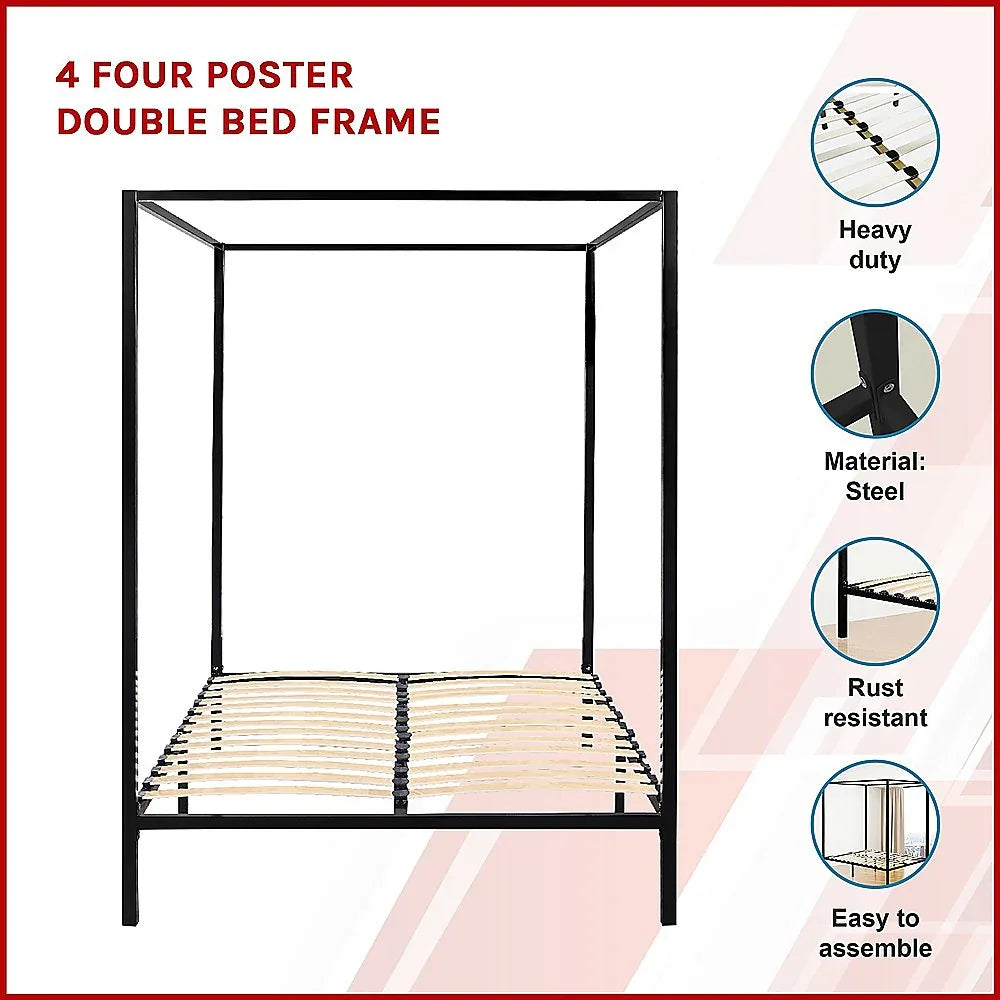 4 Four Poster Double Bed Frame - Mekamart Australia
