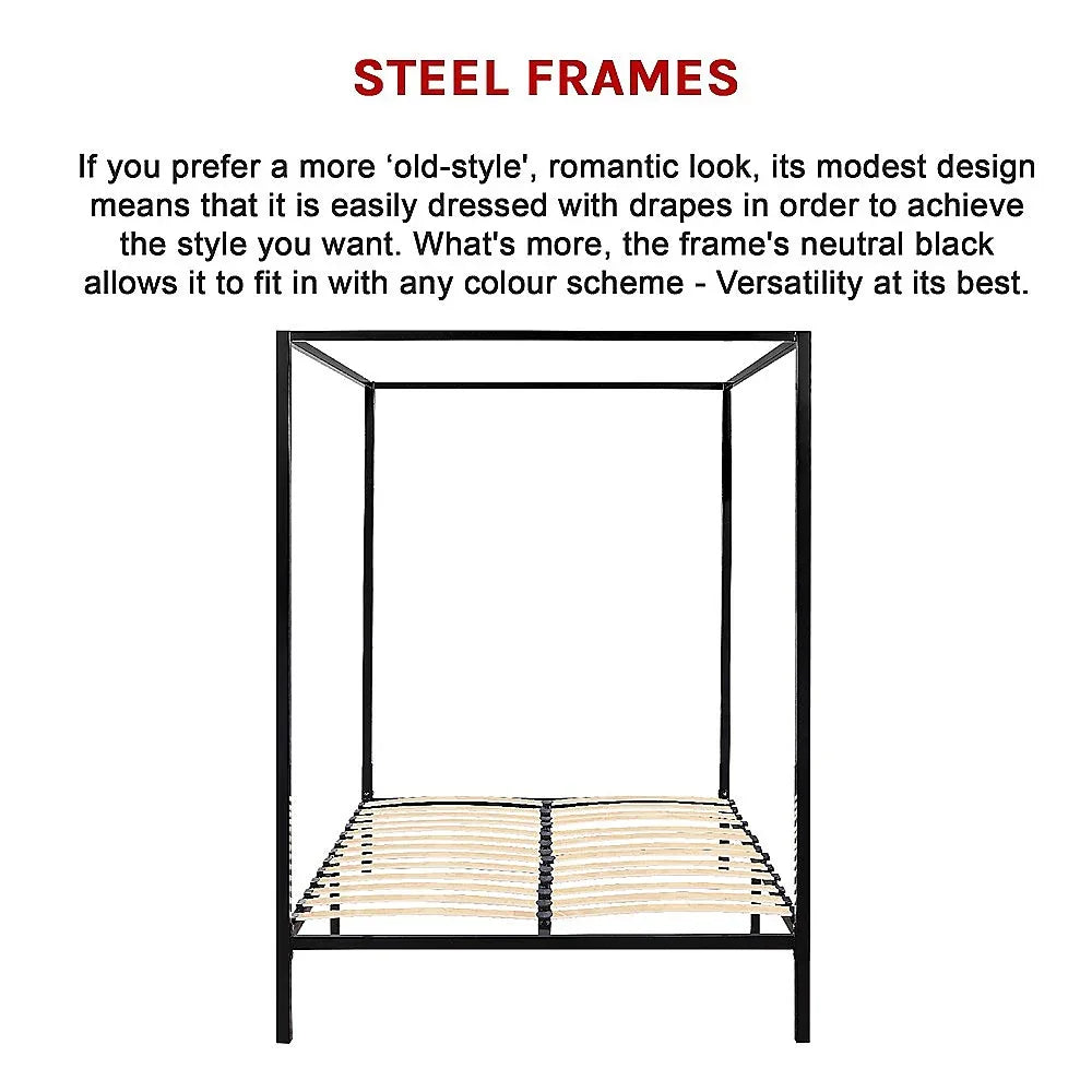 4 Four Poster Double Bed Frame - Mekamart Australia