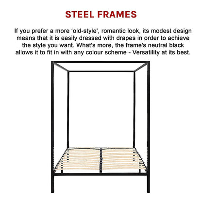 4 Four Poster Double Bed Frame - Mekamart Australia