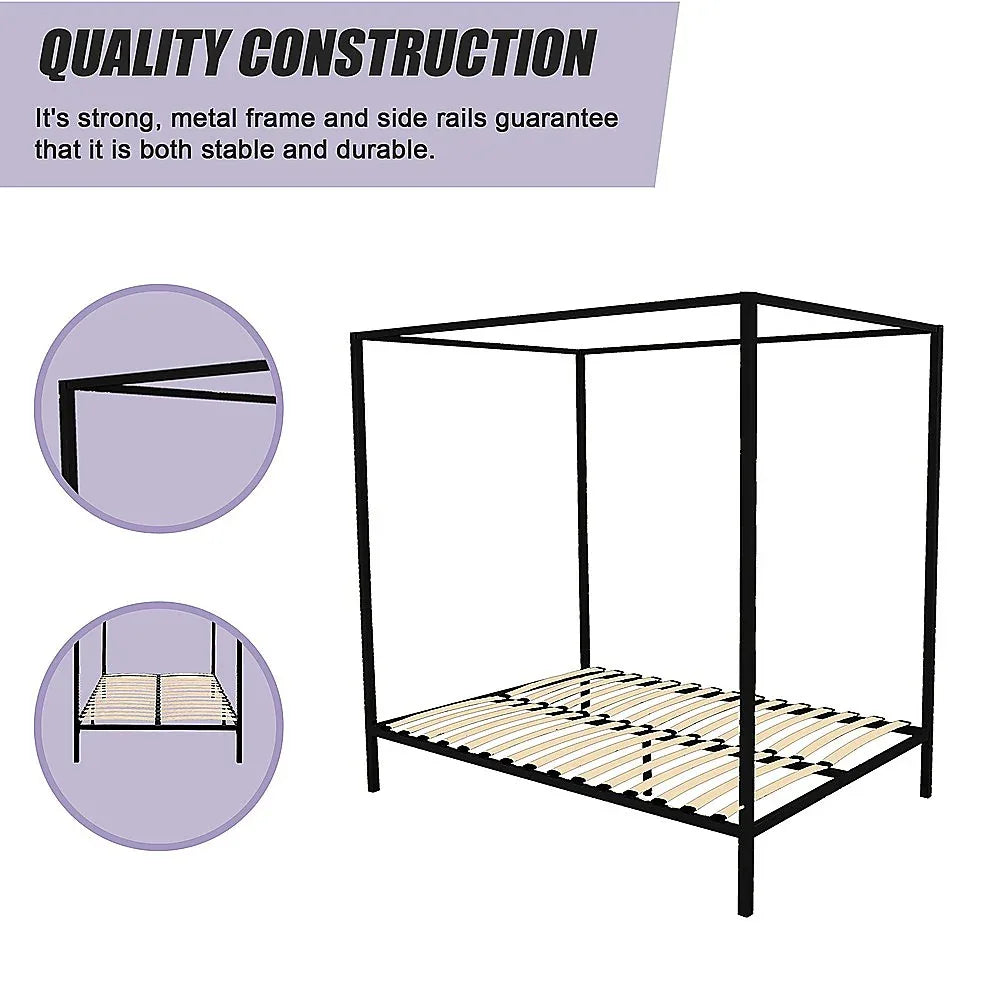 4 Four Poster Queen Bed Frame - Mekamart Australia