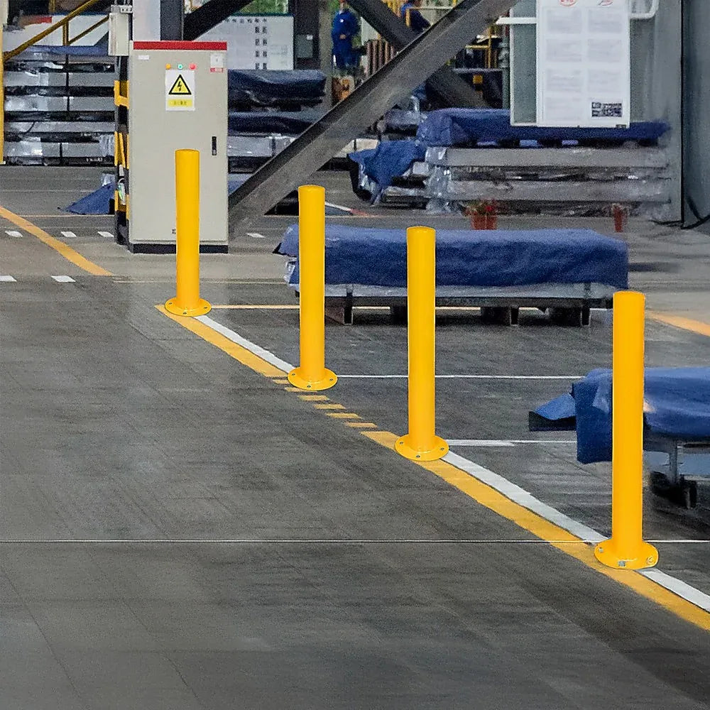 Yellow Heavy Duty Steel Bollard Post - Mekamart Australia