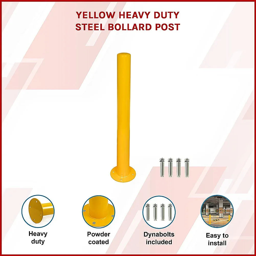 Yellow Heavy Duty Steel Bollard Post - Mekamart Australia