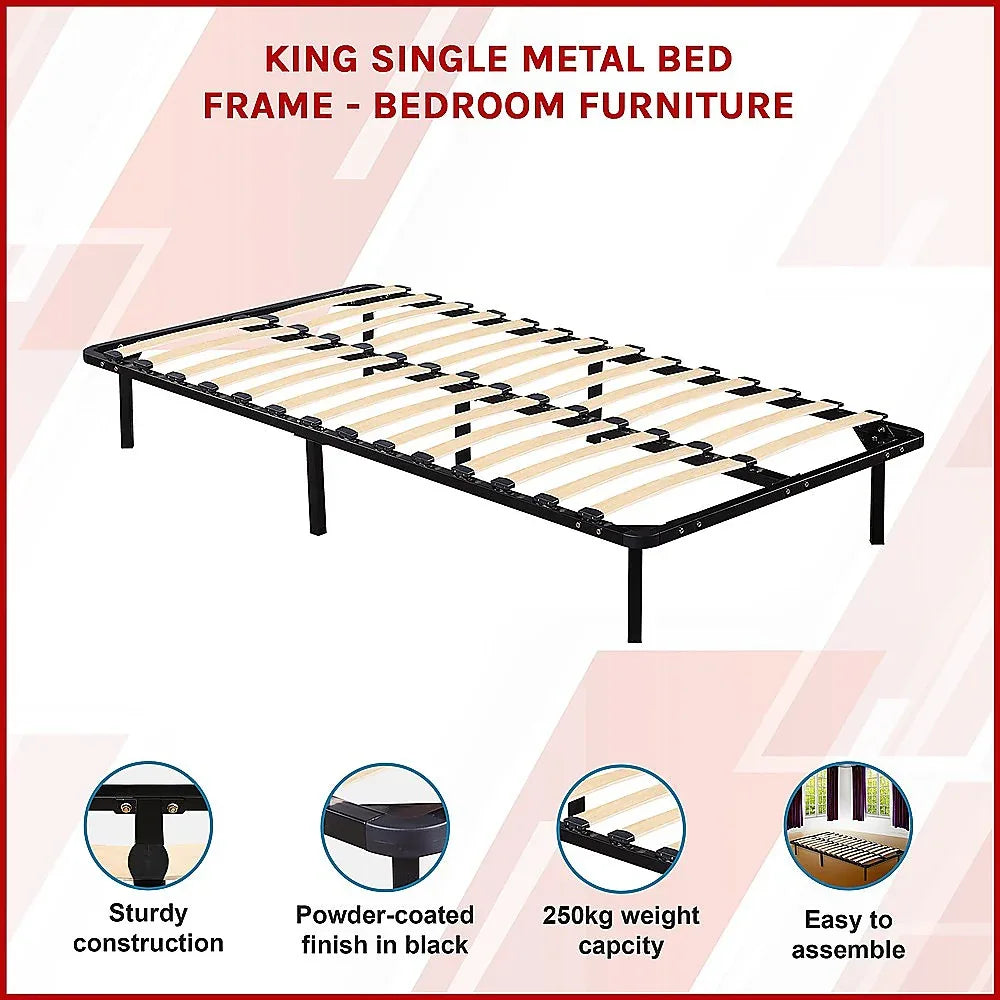 King Single Metal Bed Frame - Bedroom Furniture - Mekamart Australia
