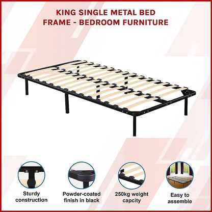 King Single Metal Bed Frame - Bedroom Furniture - Mekamart Australia