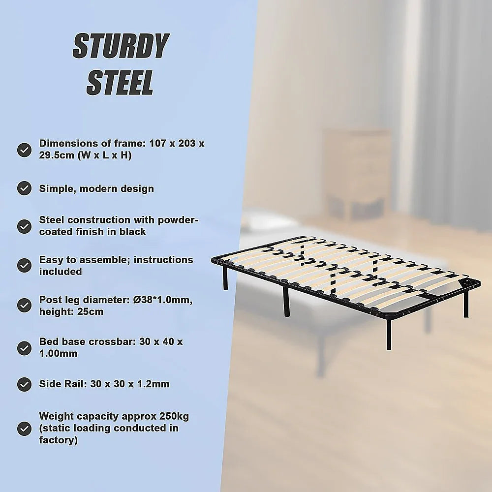 King Single Metal Bed Frame - Bedroom Furniture - Mekamart Australia