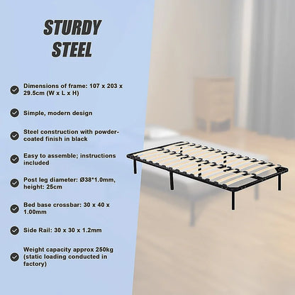 King Single Metal Bed Frame - Bedroom Furniture - Mekamart Australia