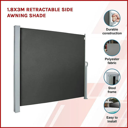 1.8X3M Retractable Side Awning Shade - Mekamart Australia
