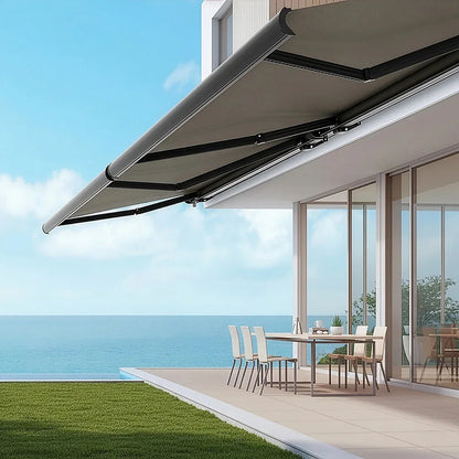 4.0m x 3.0m Retractable Folding Arm Awning Heavy Duty Full Cassette Motorised - Mekamart Australia