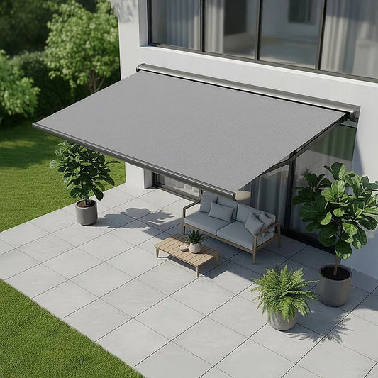 4.0m x 3.0m Retractable Folding Arm Awning Heavy Duty Full Cassette Motorised - Mekamart Australia