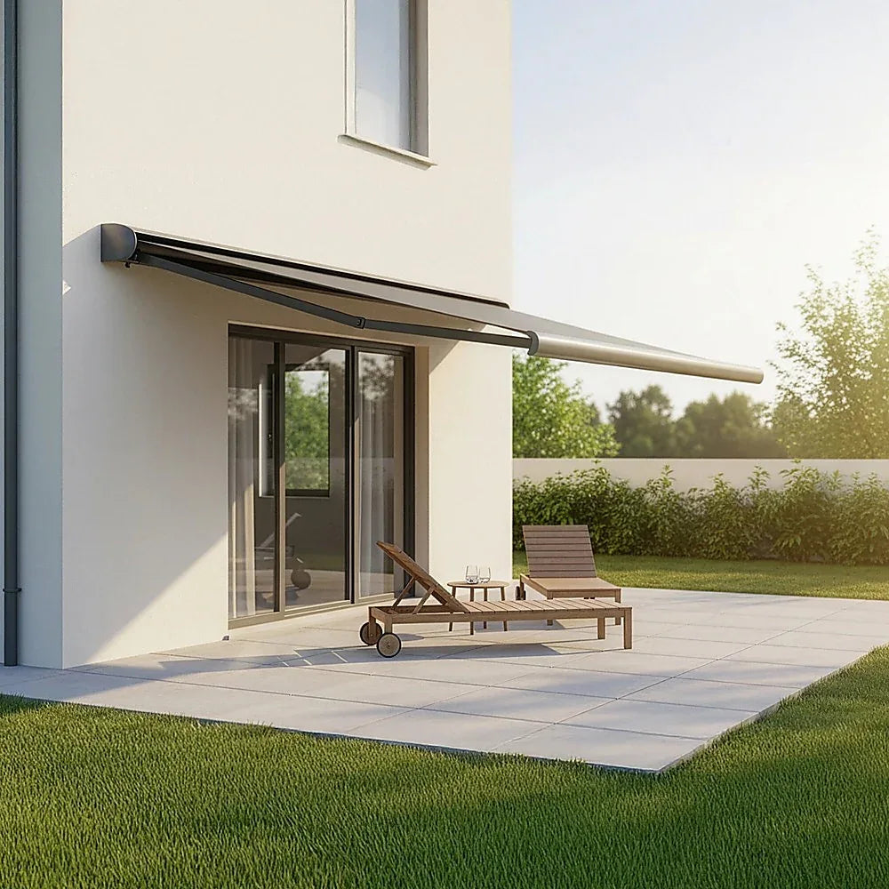 4.0m x 3.0m Retractable Folding Arm Awning Heavy Duty Full Cassette Motorised - Mekamart Australia