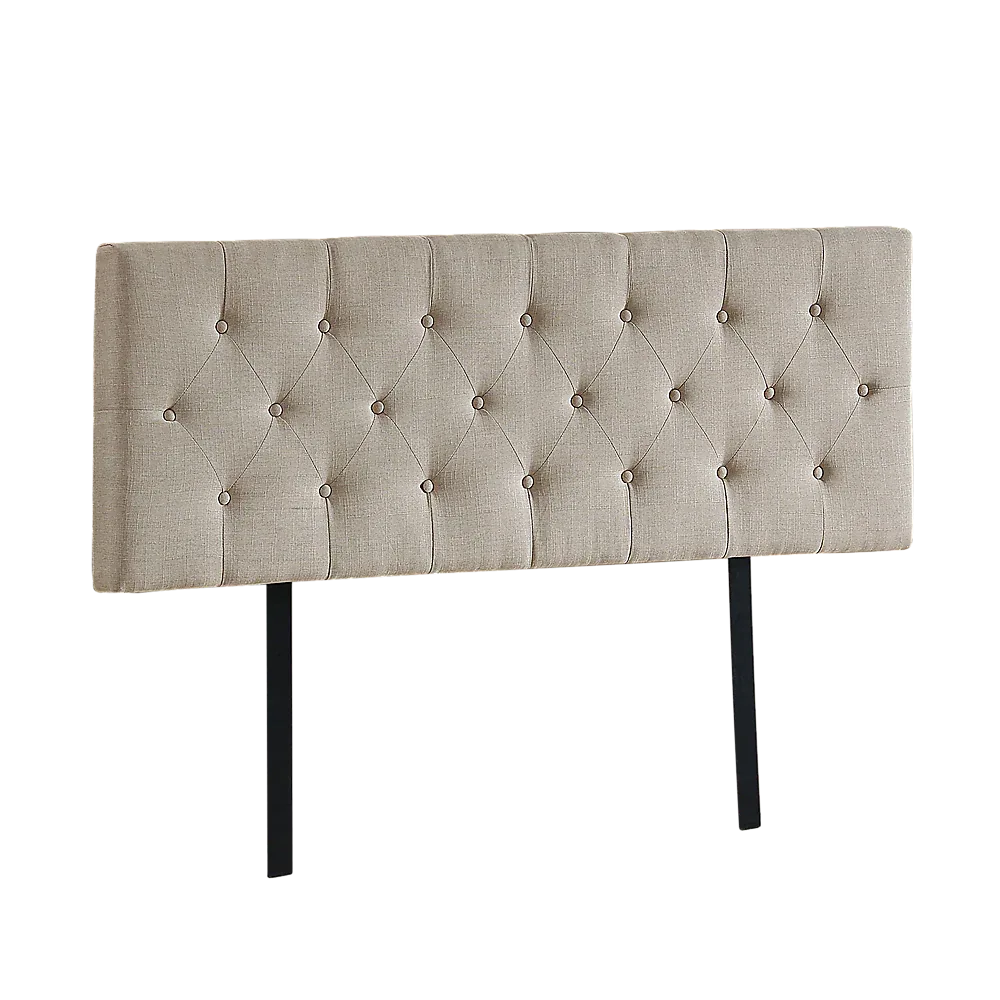 Linen Fabric Queen Bed Deluxe Headboard Bedhead - Beige - Mekamart Australia