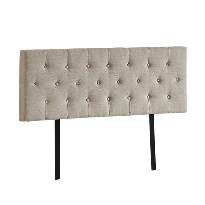 Linen Fabric Queen Bed Deluxe Headboard Bedhead - Beige - Mekamart Australia