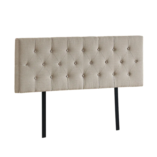 Linen Fabric Queen Bed Deluxe Headboard Bedhead - Beige - Mekamart Australia