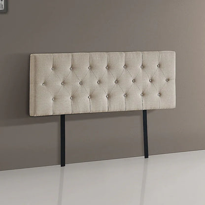 Linen Fabric Queen Bed Deluxe Headboard Bedhead - Beige - Mekamart Australia