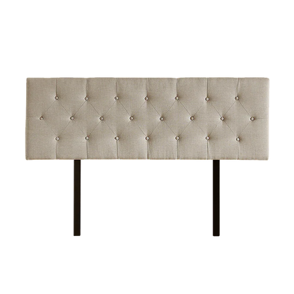 Linen Fabric Queen Bed Deluxe Headboard Bedhead - Beige - Mekamart Australia