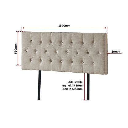Linen Fabric Queen Bed Deluxe Headboard Bedhead - Beige - Mekamart Australia