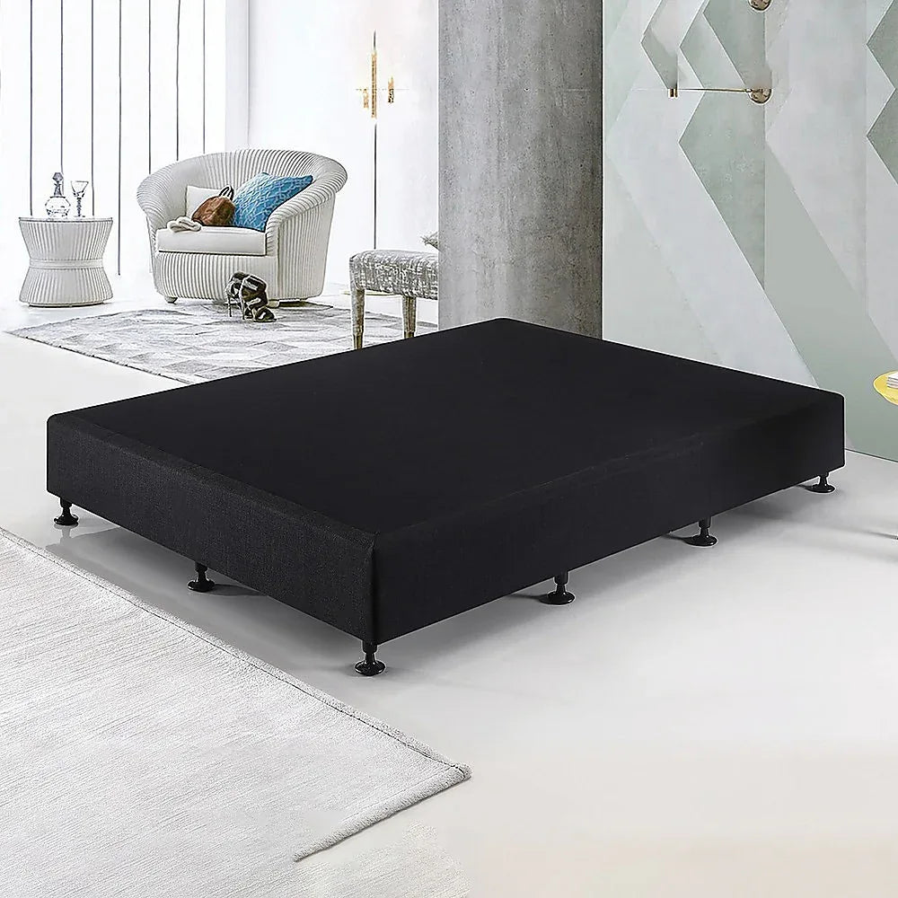Palermo King Single Ensemble Bed Base Midnight Black Linen Fabric - Mekamart Australia