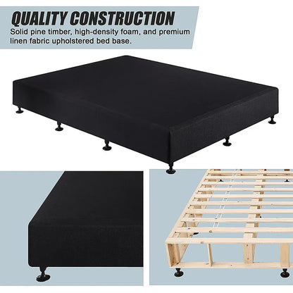 Palermo King Single Ensemble Bed Base Midnight Black Linen Fabric - Mekamart Australia