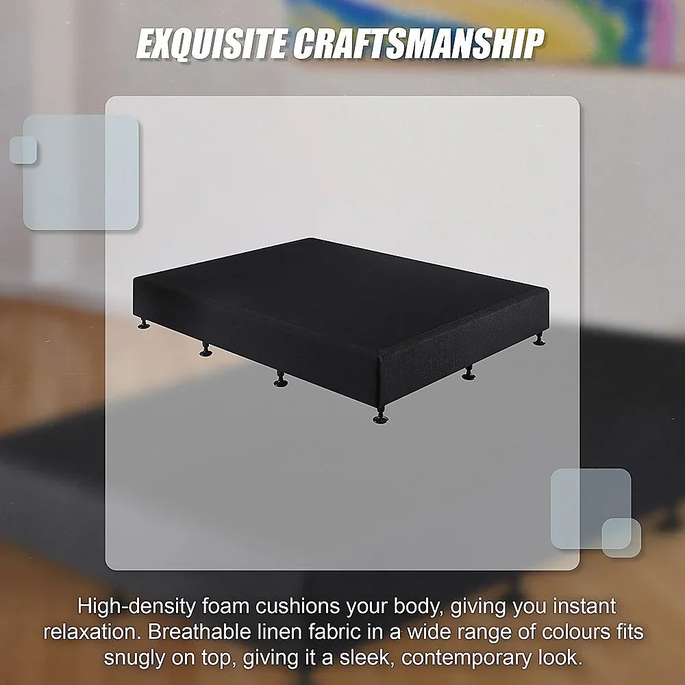Palermo King Single Ensemble Bed Base Midnight Black Linen Fabric - Mekamart Australia
