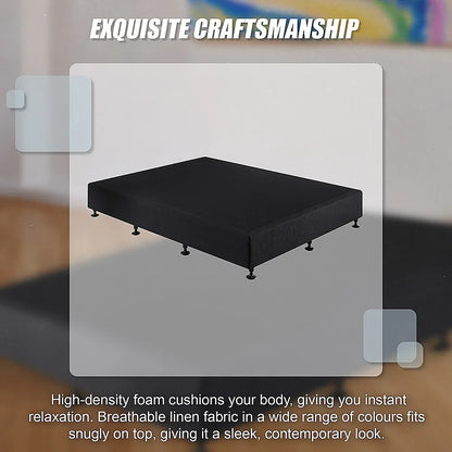 Palermo King Single Ensemble Bed Base Midnight Black Linen Fabric - Mekamart Australia