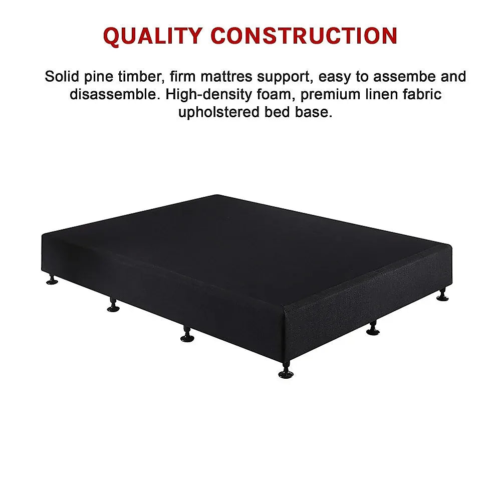 Palermo King Single Ensemble Bed Base Midnight Black Linen Fabric - Mekamart Australia