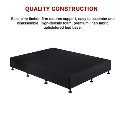 Palermo King Single Ensemble Bed Base Midnight Black Linen Fabric - Mekamart Australia