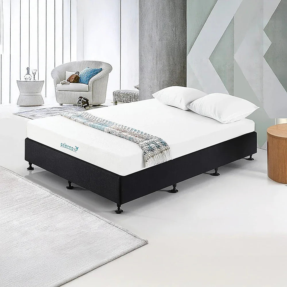 Palermo King Single Ensemble Bed Base Midnight Black Linen Fabric - Mekamart Australia