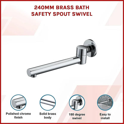 240mm Brass Bath Safety Spout Swivel - Mekamart Australia