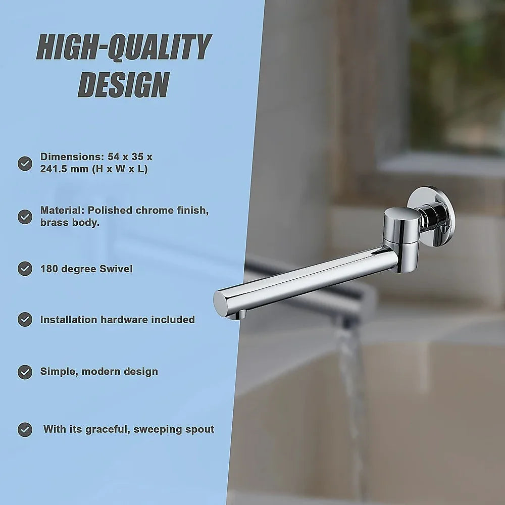 240mm Brass Bath Safety Spout Swivel - Mekamart Australia