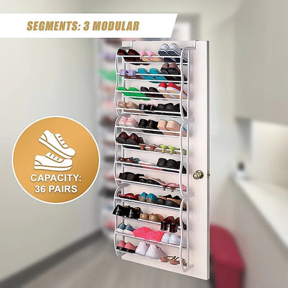 36 Pair Shoe Holder Organiser Over The Door Hanging Shelf Rack Storage Hook - Mekamart Australia