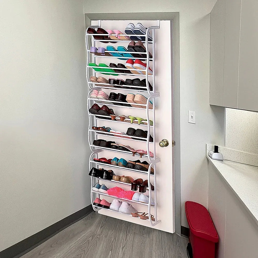 36 Pair Shoe Holder Organiser Over The Door Hanging Shelf Rack Storage Hook - Mekamart Australia