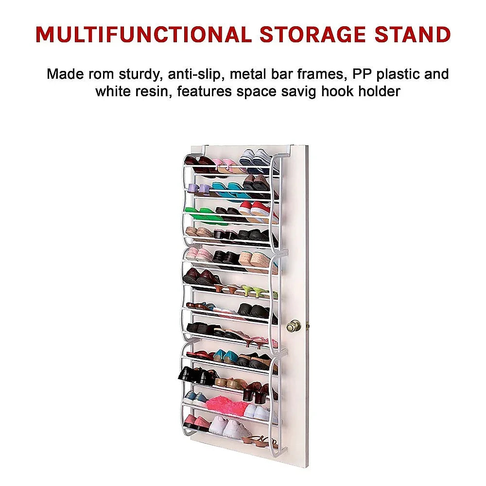 36 Pair Shoe Holder Organiser Over The Door Hanging Shelf Rack Storage Hook - Mekamart Australia