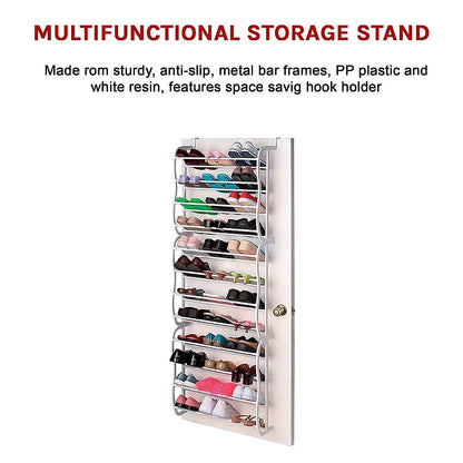 36 Pair Shoe Holder Organiser Over The Door Hanging Shelf Rack Storage Hook - Mekamart Australia