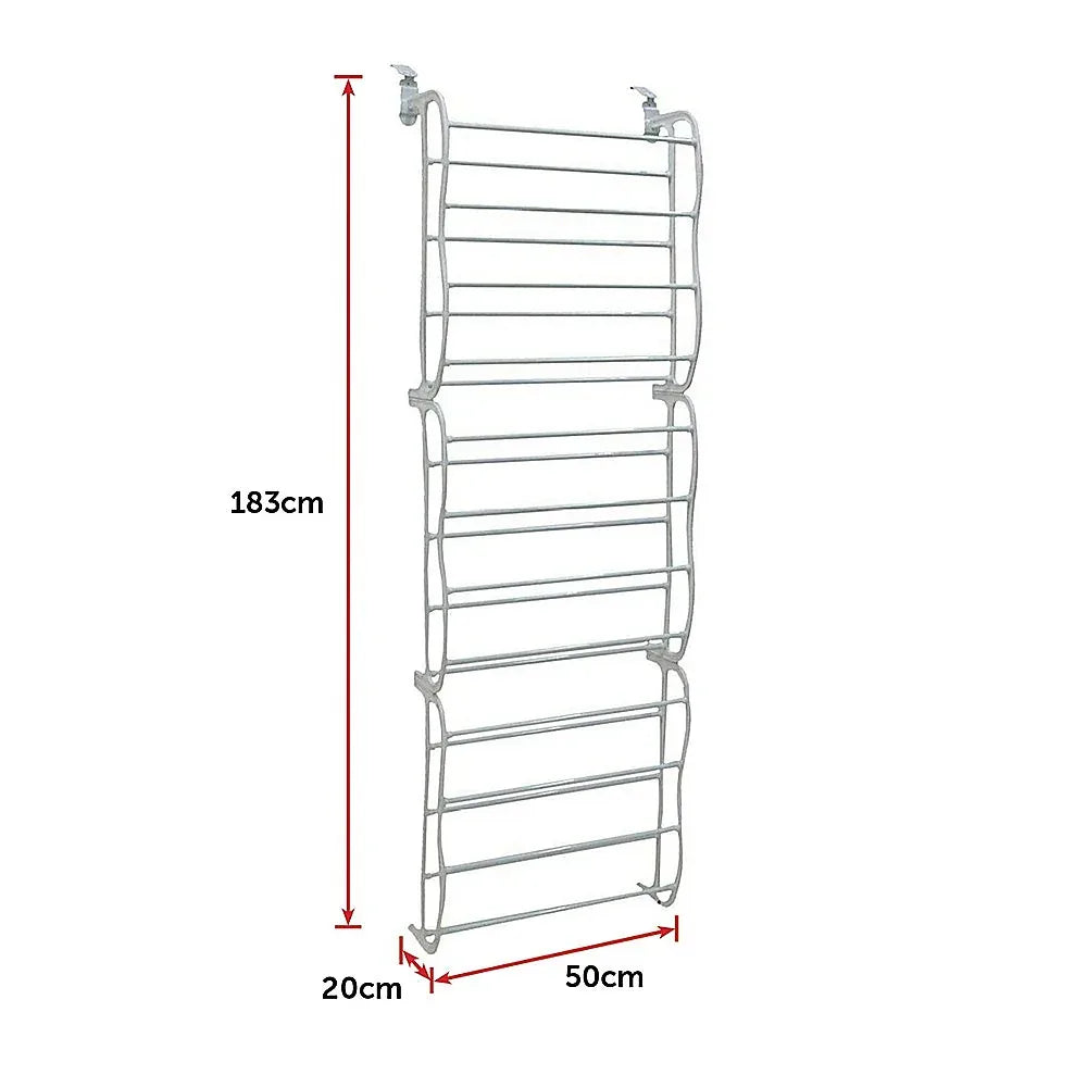 36 Pair Shoe Holder Organiser Over The Door Hanging Shelf Rack Storage Hook - Mekamart Australia