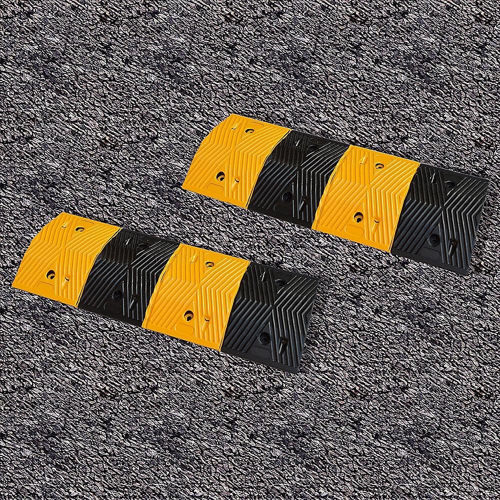 Pair of 1m Long 60T Load Rubber Speed Bump Hump Modular Speed Humps Road Hump - Mekamart Australia