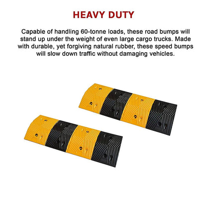 Pair of 1m Long 60T Load Rubber Speed Bump Hump Modular Speed Humps Road Hump - Mekamart Australia