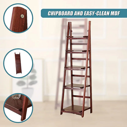 5 Tier Wooden Ladder Shelf Stand Storage Book Shelves Shelving Display Rack - Mekamart Australia