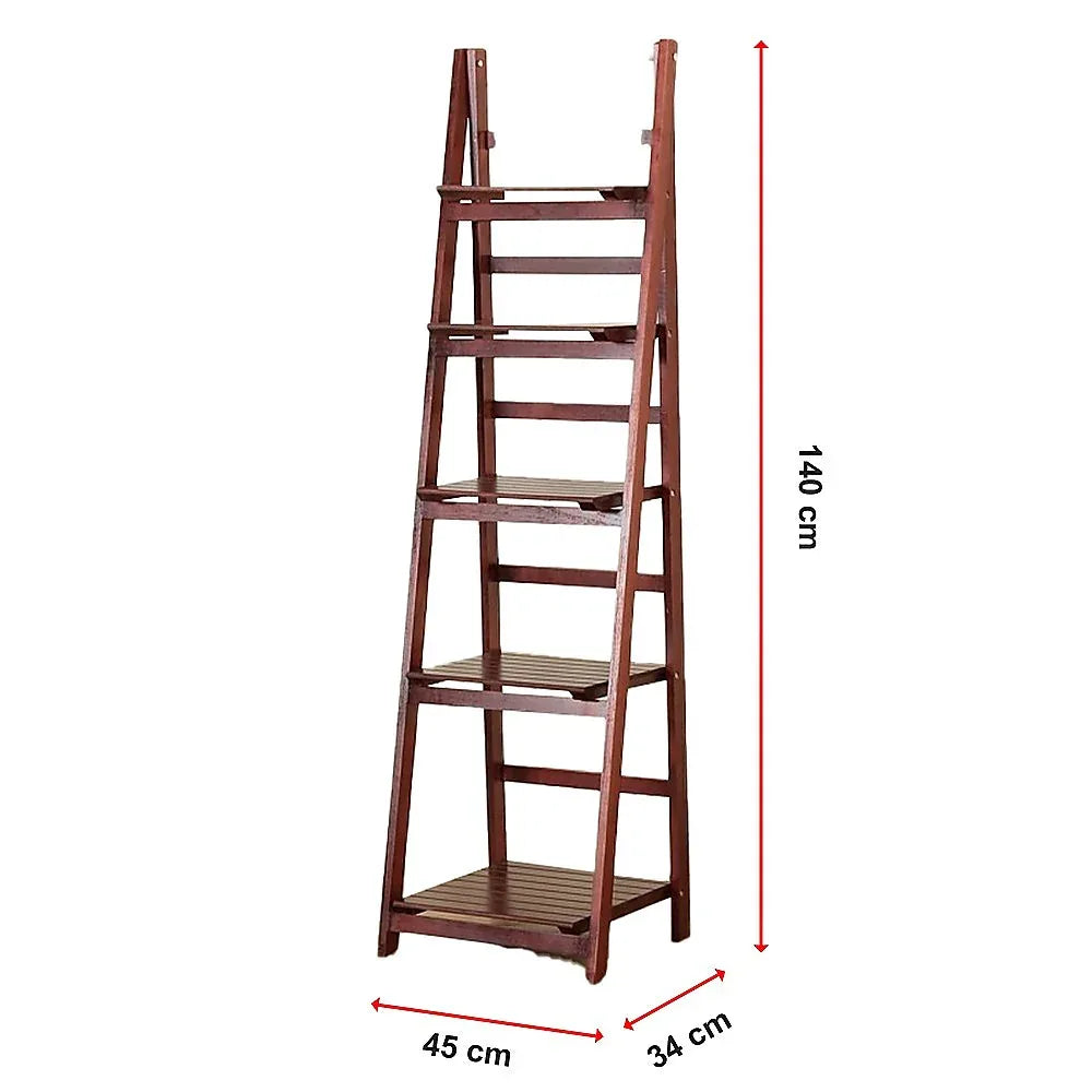 5 Tier Wooden Ladder Shelf Stand Storage Book Shelves Shelving Display Rack - Mekamart Australia