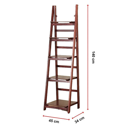 5 Tier Wooden Ladder Shelf Stand Storage Book Shelves Shelving Display Rack - Mekamart Australia